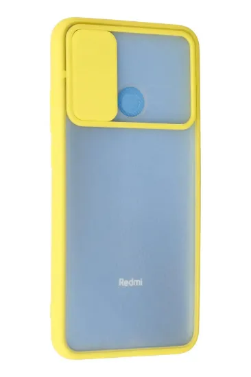 Newface Xiaomi Redmi 9C Kılıf Palm Buzlu Kamera Sürgülü Silikon - Sarı resmi