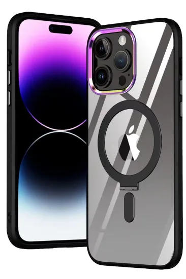 Newface iPhone 15 Pro Max Kılıf Mudo Magneticsafe Standlı Kapak - Siyah resmi