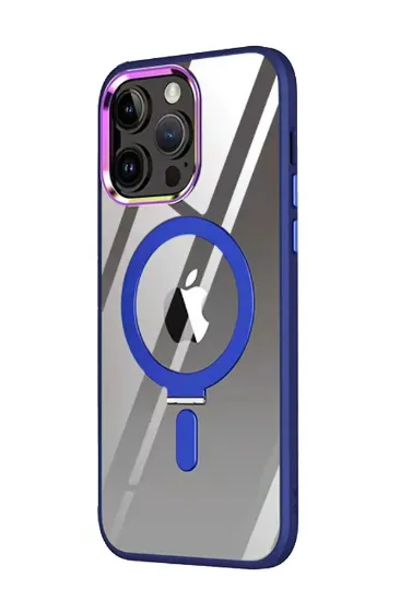 Newface iPhone 15 Pro Max Kılıf Mudo Magneticsafe Standlı Kapak - Lacivert resmi