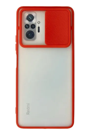 Newface Xiaomi Redmi Note 10 Pro Kılıf Palm Buzlu Kamera Sürgülü Silikon - Kırmızı resmi