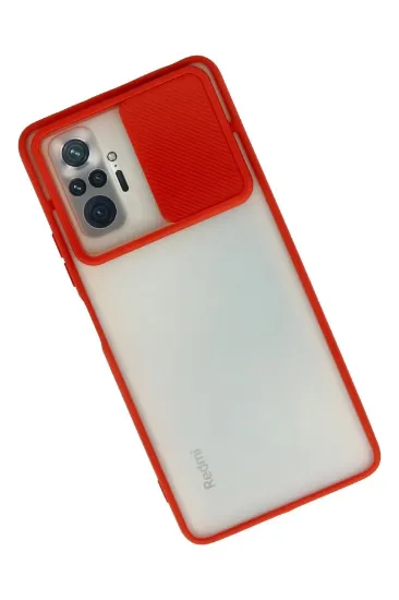Newface Xiaomi Redmi Note 10 Pro Kılıf Palm Buzlu Kamera Sürgülü Silikon - Kırmızı resmi