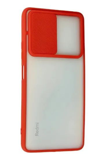 Newface Xiaomi Redmi Note 10 Pro Kılıf Palm Buzlu Kamera Sürgülü Silikon - Kırmızı resmi