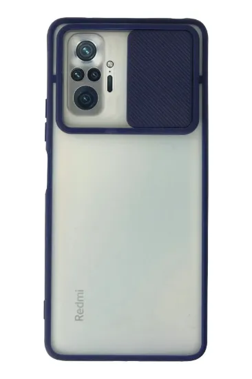 Newface Xiaomi Redmi Note 10 Pro Kılıf Palm Buzlu Kamera Sürgülü Silikon - Lacivert resmi