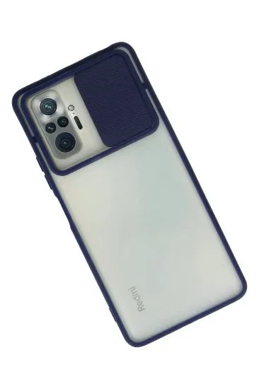Newface Xiaomi Redmi Note 10 Pro Kılıf Palm Buzlu Kamera Sürgülü Silikon - Lacivert resmi