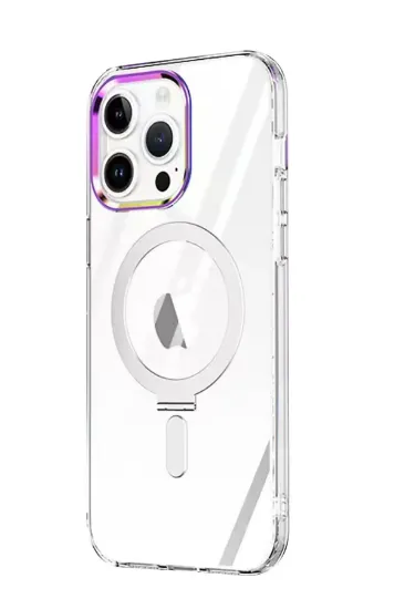 Newface iPhone 15 Pro Max Kılıf Mudo Magneticsafe Standlı Kapak - Şeffaf resmi