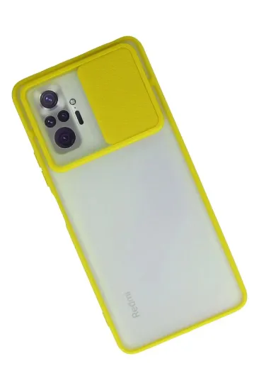 Newface Xiaomi Redmi Note 10 Pro Kılıf Palm Buzlu Kamera Sürgülü Silikon - Sarı resmi