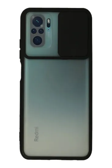 Newface Xiaomi Redmi Note 10 Kılıf Palm Buzlu Kamera Sürgülü Silikon - Siyah resmi