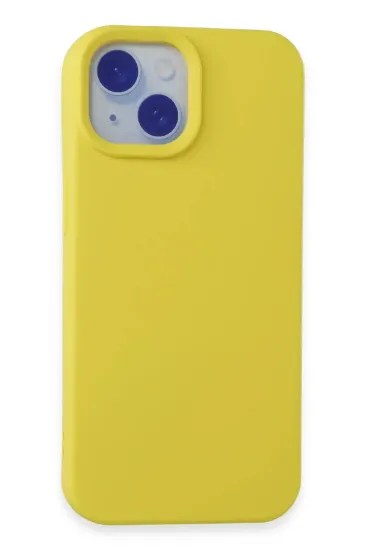 Newface iPhone 15 Kılıf Nano içi Kadife Silikon - Sarı resmi