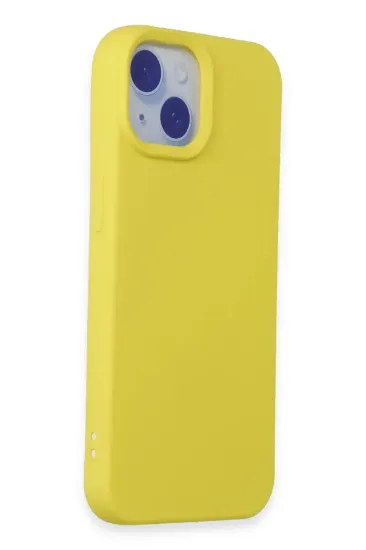 Newface iPhone 15 Kılıf Nano içi Kadife Silikon - Sarı resmi