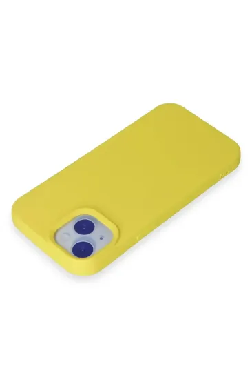 Newface iPhone 15 Kılıf Nano içi Kadife Silikon - Sarı resmi