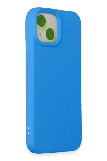Newface iPhone 15 Kılıf Nano içi Kadife Silikon - Mavi resmi