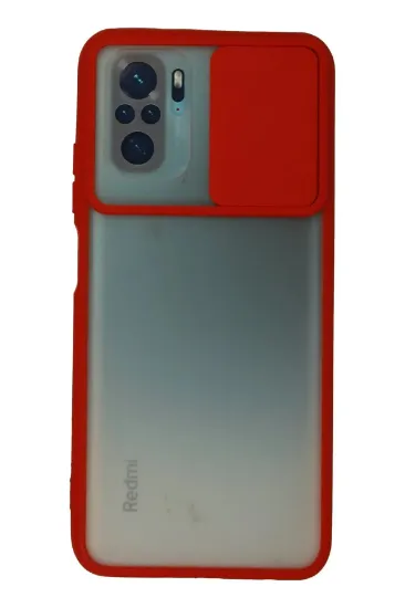 Newface Xiaomi Redmi Note 10 Kılıf Palm Buzlu Kamera Sürgülü Silikon - Kırmızı resmi