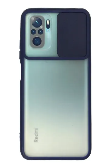 Newface Xiaomi Redmi Note 10 Kılıf Palm Buzlu Kamera Sürgülü Silikon - Lacivert resmi