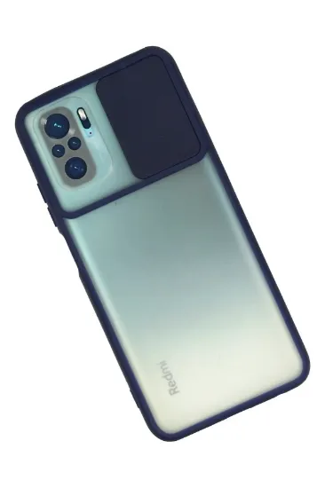 Newface Xiaomi Redmi Note 10 Kılıf Palm Buzlu Kamera Sürgülü Silikon - Lacivert resmi