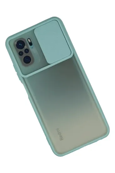 Newface Xiaomi Redmi Note 10 Kılıf Palm Buzlu Kamera Sürgülü Silikon - Turkuaz resmi
