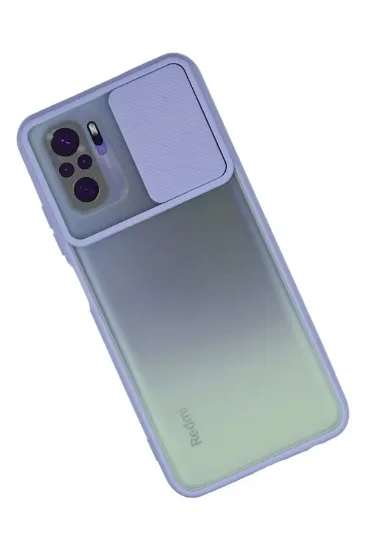 Newface Xiaomi Redmi Note 10 Kılıf Palm Buzlu Kamera Sürgülü Silikon - Lila resmi