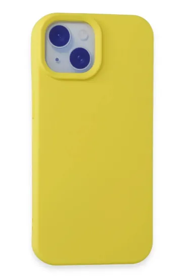 Newface iPhone 15 Plus Kılıf Nano içi Kadife Silikon - Sarı resmi