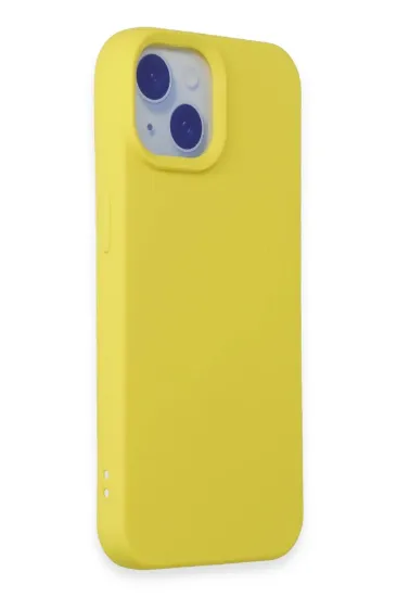 Newface iPhone 15 Plus Kılıf Nano içi Kadife Silikon - Sarı resmi