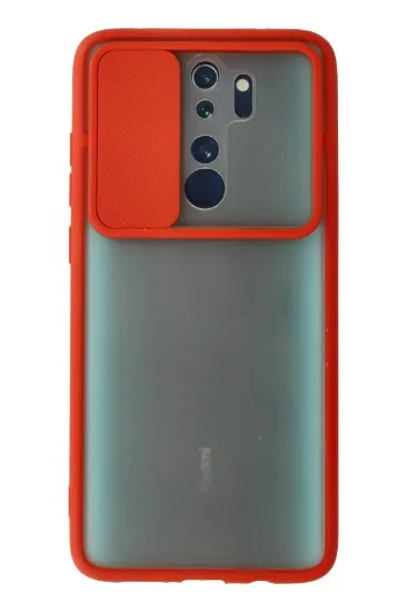 Newface Xiaomi Redmi Note 8 Pro Kılıf Palm Buzlu Kamera Sürgülü Silikon - Kırmızı resmi