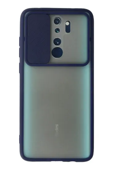 Newface Xiaomi Redmi Note 8 Pro Kılıf Palm Buzlu Kamera Sürgülü Silikon - Lacivert resmi