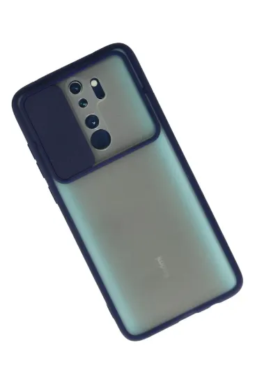 Newface Xiaomi Redmi Note 8 Pro Kılıf Palm Buzlu Kamera Sürgülü Silikon - Lacivert resmi