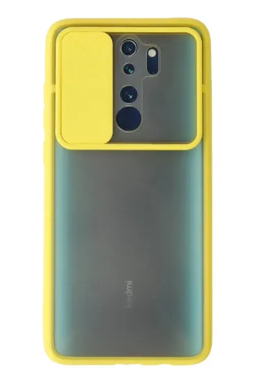Newface Xiaomi Redmi Note 8 Pro Kılıf Palm Buzlu Kamera Sürgülü Silikon - Sarı resmi