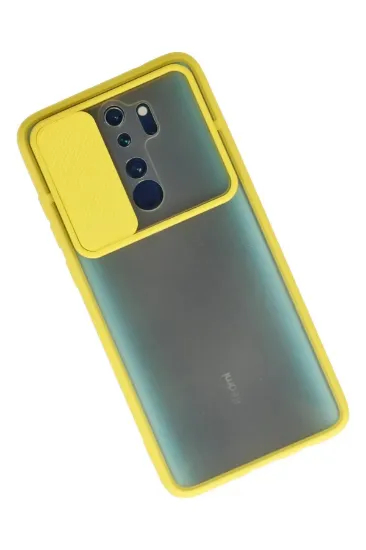 Newface Xiaomi Redmi Note 8 Pro Kılıf Palm Buzlu Kamera Sürgülü Silikon - Sarı resmi