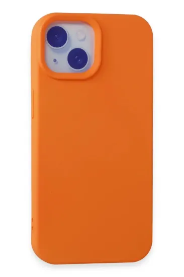 Newface iPhone 15 Plus Kılıf Nano içi Kadife Silikon - Turuncu resmi