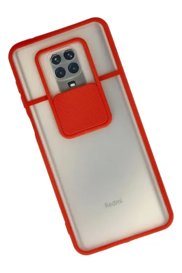 Newface Xiaomi Redmi Note 9 Pro Kılıf Palm Buzlu Kamera Sürgülü Silikon - Kırmızı resmi