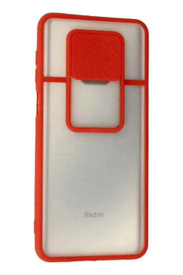 Newface Xiaomi Redmi Note 9 Pro Kılıf Palm Buzlu Kamera Sürgülü Silikon - Kırmızı resmi