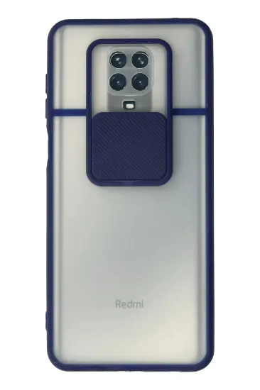 Newface Xiaomi Redmi Note 9 Pro Kılıf Palm Buzlu Kamera Sürgülü Silikon - Lacivert resmi