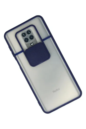 Newface Xiaomi Redmi Note 9 Pro Kılıf Palm Buzlu Kamera Sürgülü Silikon - Lacivert resmi