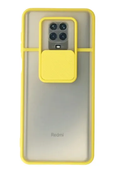 Newface Xiaomi Redmi Note 9 Pro Kılıf Palm Buzlu Kamera Sürgülü Silikon - Sarı resmi