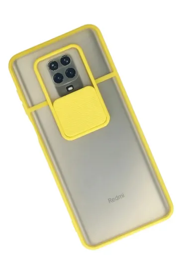Newface Xiaomi Redmi Note 9 Pro Kılıf Palm Buzlu Kamera Sürgülü Silikon - Sarı resmi
