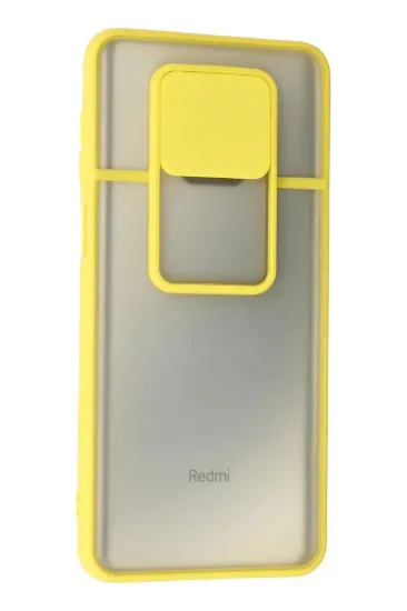 Newface Xiaomi Redmi Note 9 Pro Kılıf Palm Buzlu Kamera Sürgülü Silikon - Sarı resmi