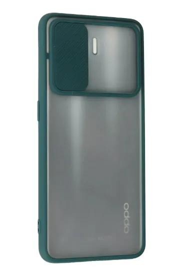 Newface Oppo Reno 5 Lite Kılıf Palm Buzlu Kamera Sürgülü Silikon - Yeşil resmi