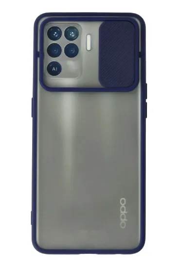 Newface Oppo Reno 5 Lite Kılıf Palm Buzlu Kamera Sürgülü Silikon - Lacivert resmi
