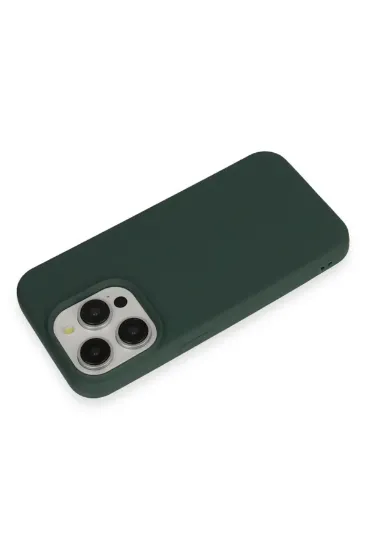 Newface iPhone 15 Pro Kılıf Nano içi Kadife Silikon - Koyu Yeşil resmi