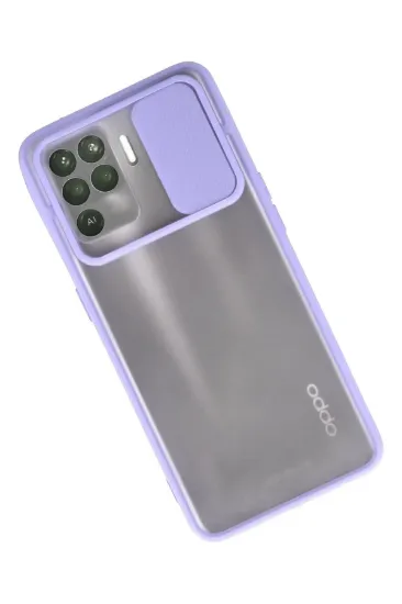 Newface Oppo Reno 5 Lite Kılıf Palm Buzlu Kamera Sürgülü Silikon - Lila resmi