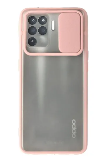 Newface Oppo Reno 5 Lite Kılıf Palm Buzlu Kamera Sürgülü Silikon - Pembe resmi