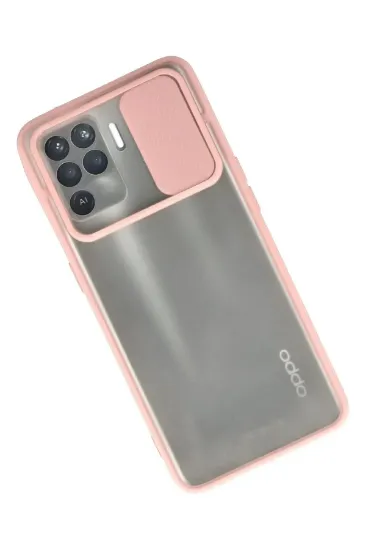 Newface Oppo Reno 5 Lite Kılıf Palm Buzlu Kamera Sürgülü Silikon - Pembe resmi