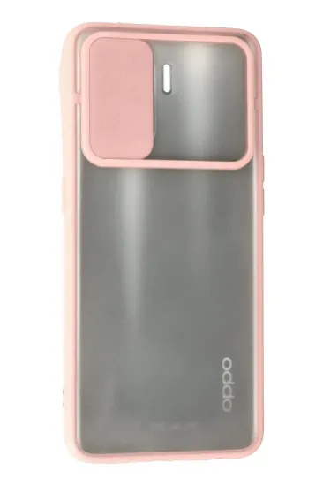 Newface Oppo Reno 5 Lite Kılıf Palm Buzlu Kamera Sürgülü Silikon - Pembe resmi