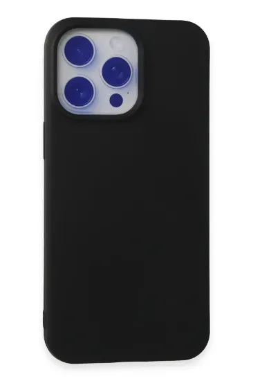 Newface iPhone 15 Pro Max Kılıf Nano içi Kadife Silikon - Siyah resmi