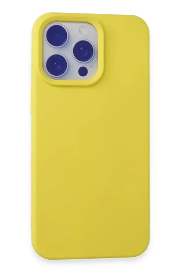 Newface iPhone 15 Pro Max Kılıf Nano içi Kadife Silikon - Sarı resmi