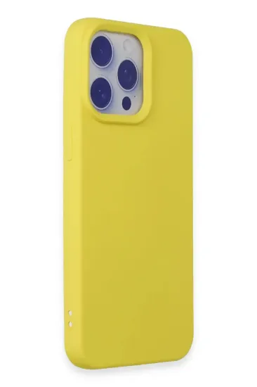 Newface iPhone 15 Pro Max Kılıf Nano içi Kadife Silikon - Sarı resmi