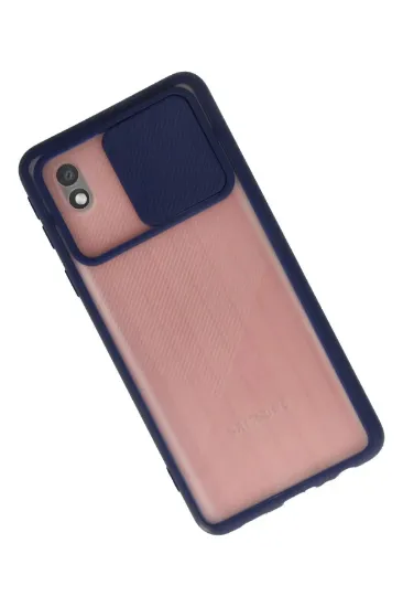 Newface Samsung Galaxy A01 Core Kılıf Palm Buzlu Kamera Sürgülü Silikon - Lacivert resmi
