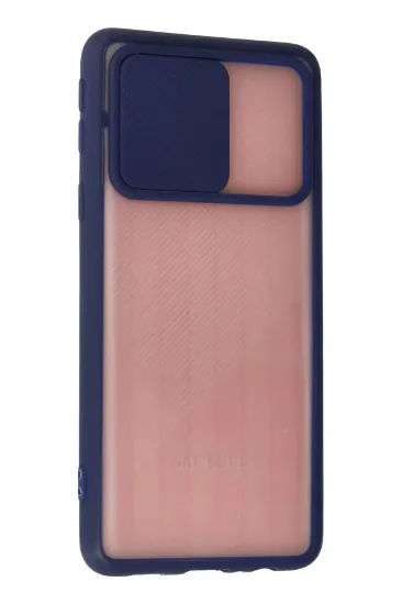 Newface Samsung Galaxy A01 Core Kılıf Palm Buzlu Kamera Sürgülü Silikon - Lacivert resmi