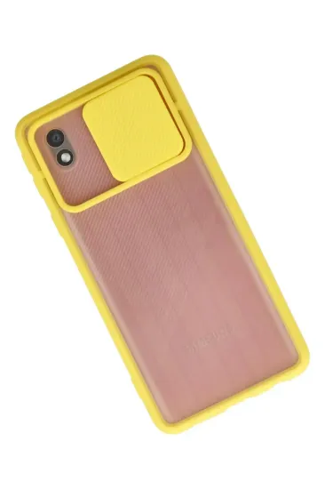 Newface Samsung Galaxy A01 Core Kılıf Palm Buzlu Kamera Sürgülü Silikon - Sarı resmi