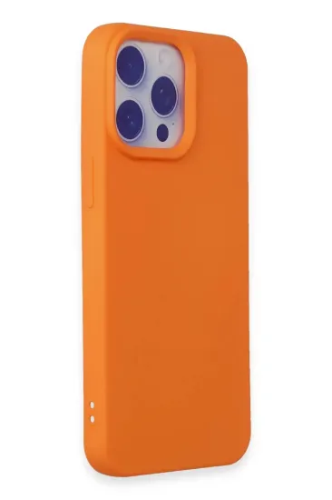Newface iPhone 15 Pro Max Kılıf Nano içi Kadife Silikon - Turuncu resmi