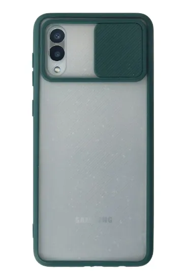 Newface Samsung Galaxy A02 Kılıf Palm Buzlu Kamera Sürgülü Silikon - Yeşil resmi